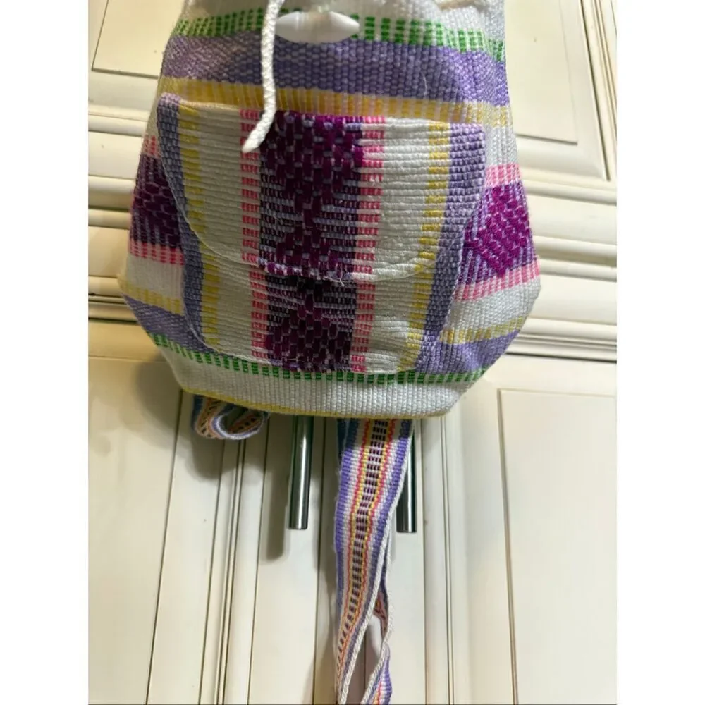 Pinzon Women's Aztec Tribal Woven Mexican Drawstring Backpack Multicolor Medium